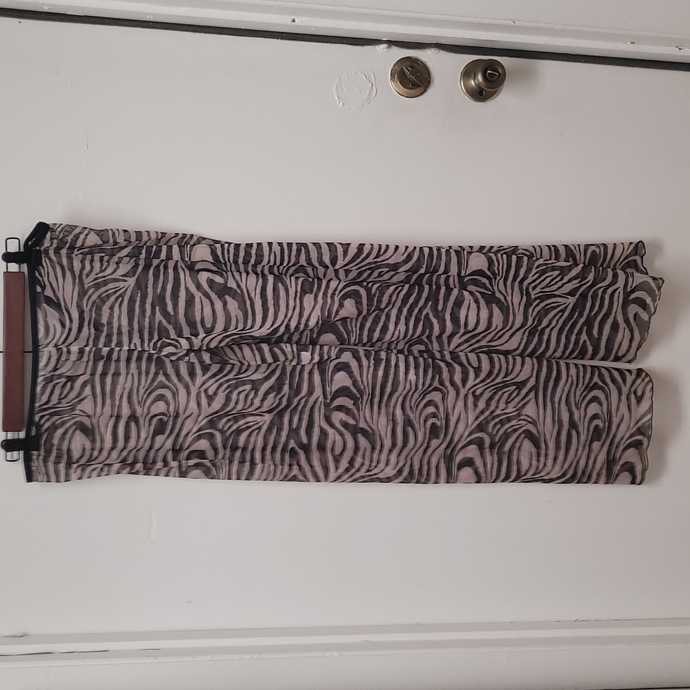 Zebra patterned bathing suit cover up sheer tie pants size M - Picture 4 of 5